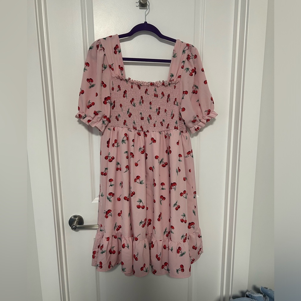 Pink cherry milk maid dress
